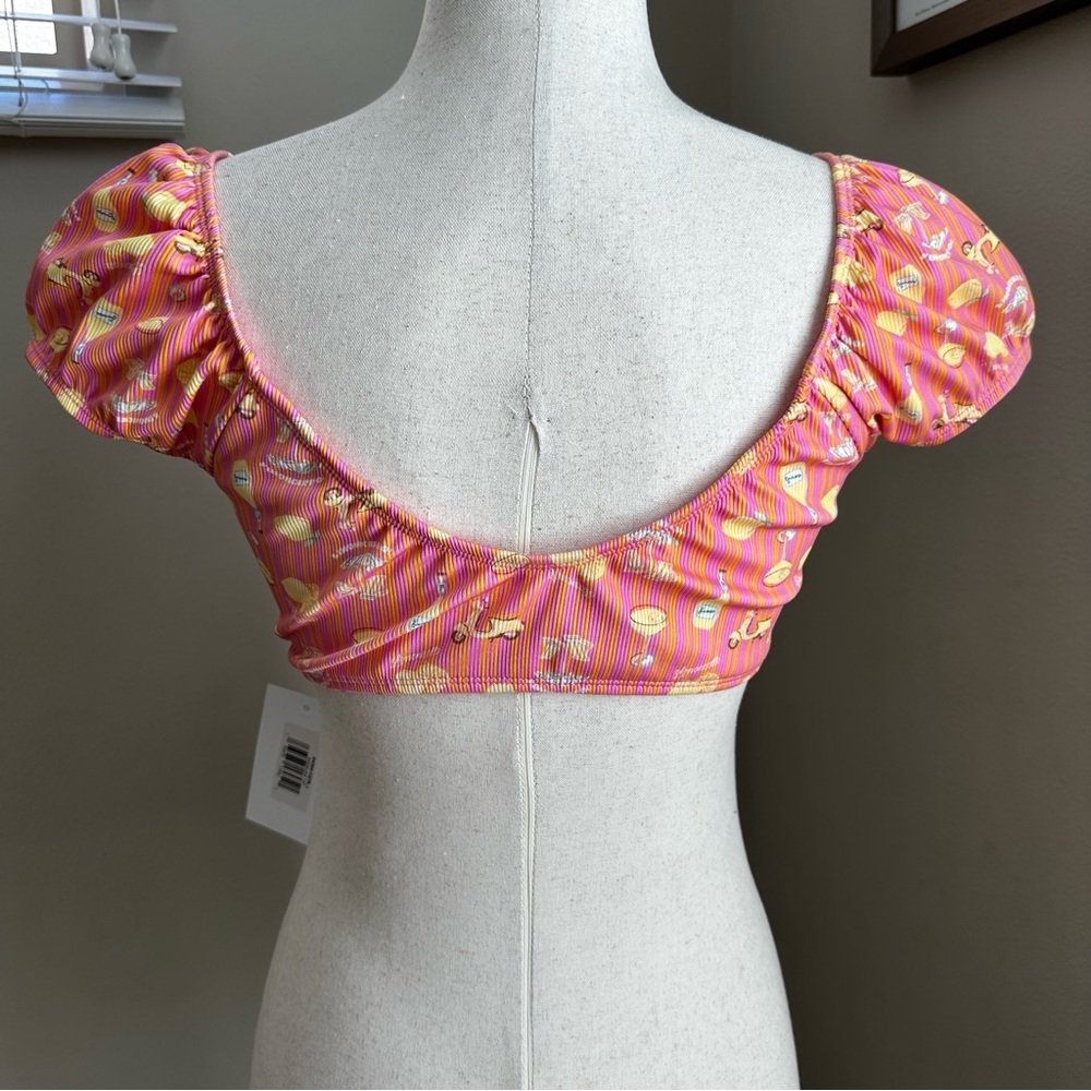 Women’s Pink Floral Tie-Front Bikini Top - Picture 3 of 7